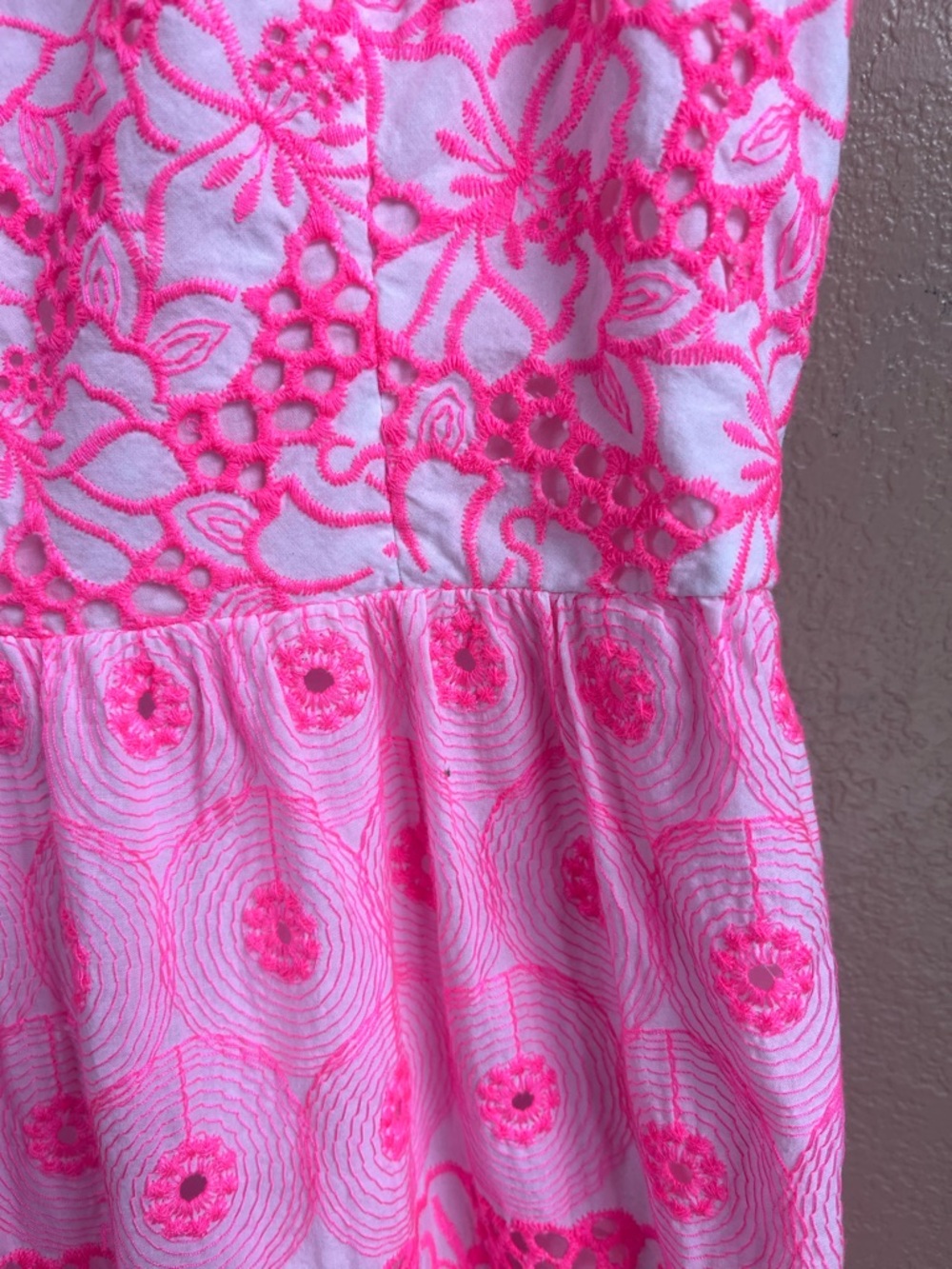 Lilly Pulitzer Kyla neon pink and white eyelet tiered maxi dress - Picture 8 of 11